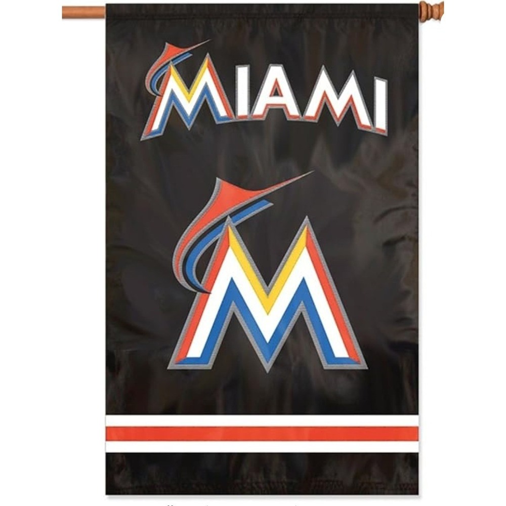Miami Marlins MLB Vertical Flag House Banner Black New